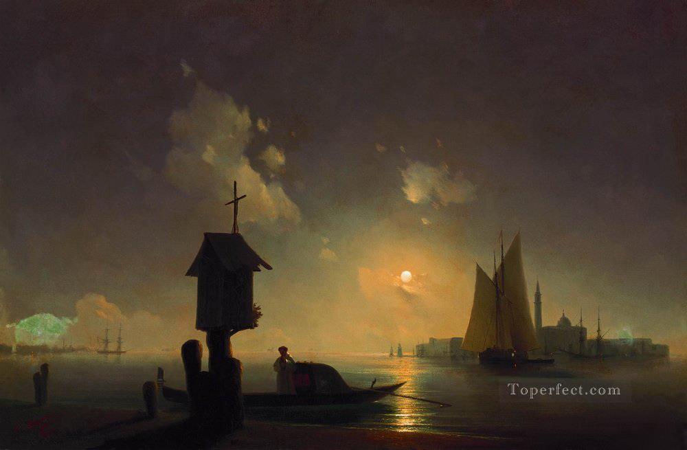 sea view with chapel 1845 1 Romantic Ivan Aivazovsky Russian Oil Paintings